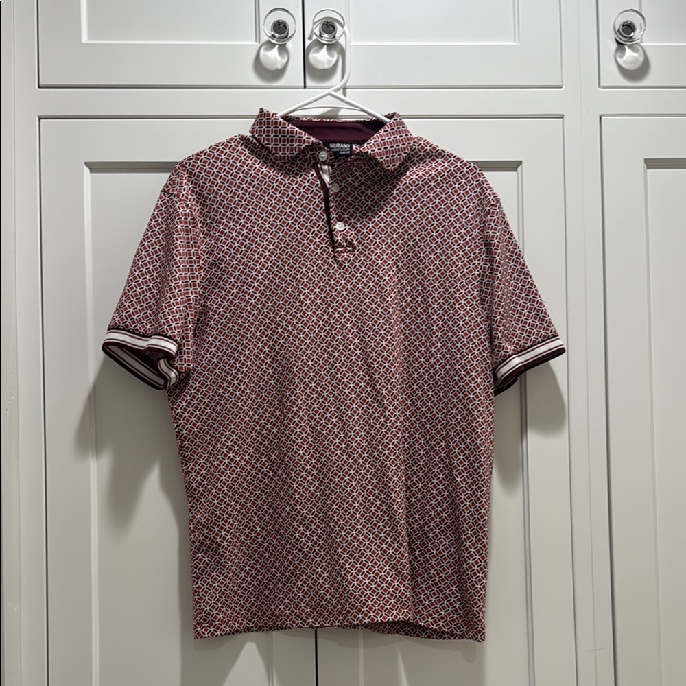 Men's Red Patterned Polo Shirt